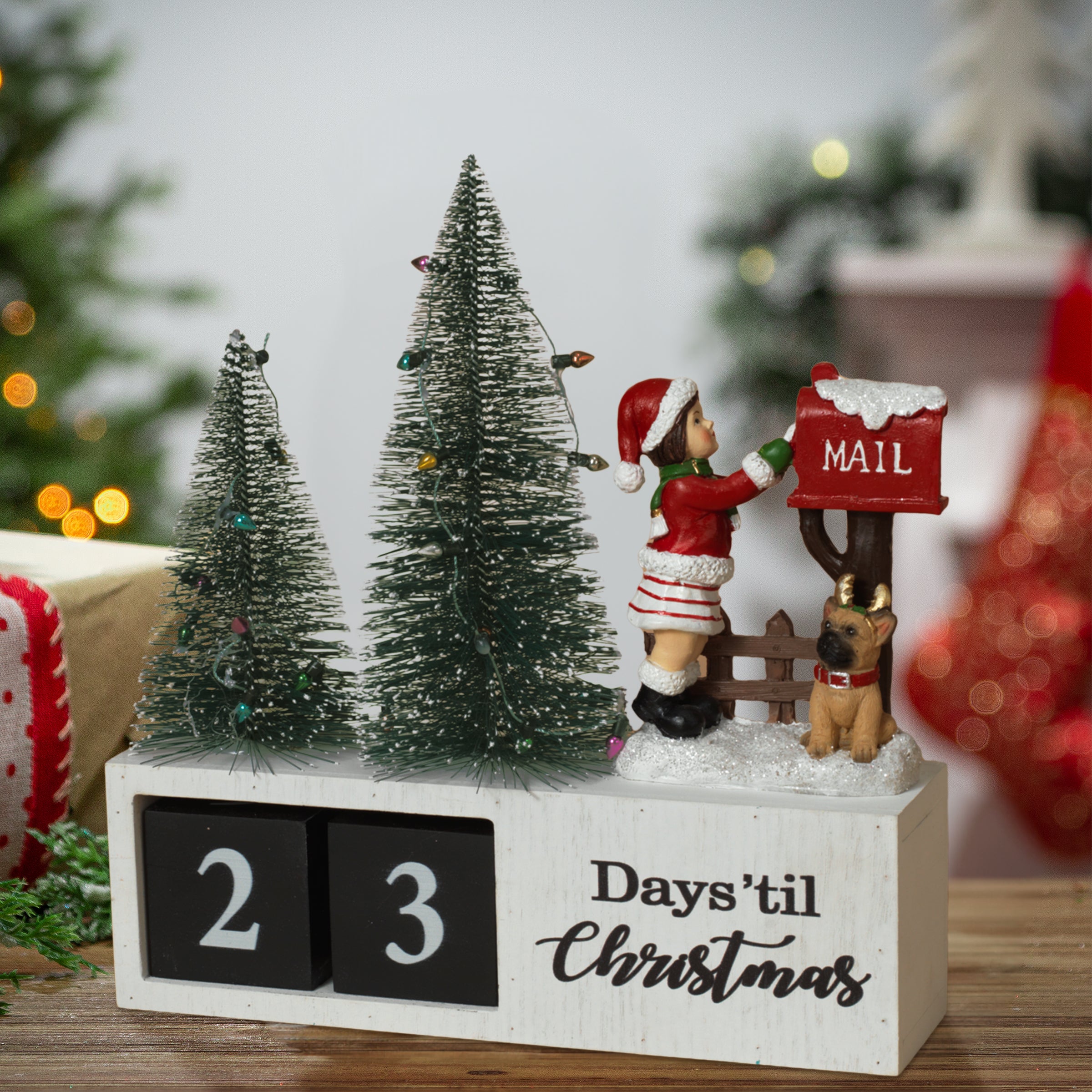 Wood Traditional Christmas Holiday Countdown Calendar Decor